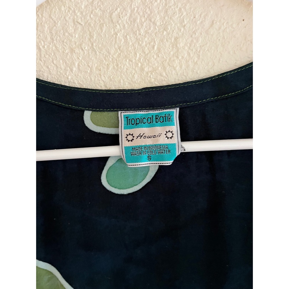 Tropical Batik Hawaii Kimono Cardigan Green Medium (8) - Picture 6 of 7